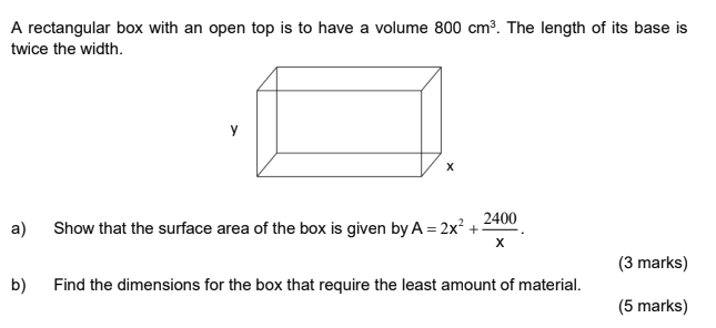 Solved A rectangular box with an open top is to have a | Chegg.com