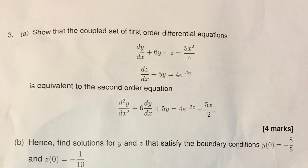 Solved Show that the coupled set of first order differential | Chegg.com