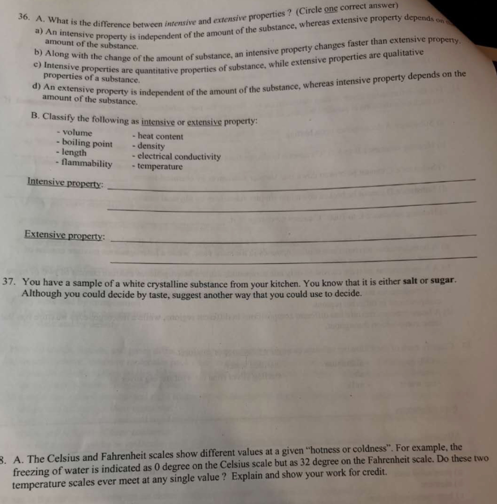 Solved: 36. A. What Is The Difference Between Intensive An... | Chegg.com