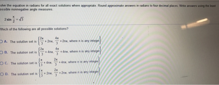 Solved Solve the equation in radians for all exact solutions | Chegg.com