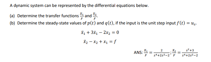 Solved A dynamic system can be represented by the | Chegg.com