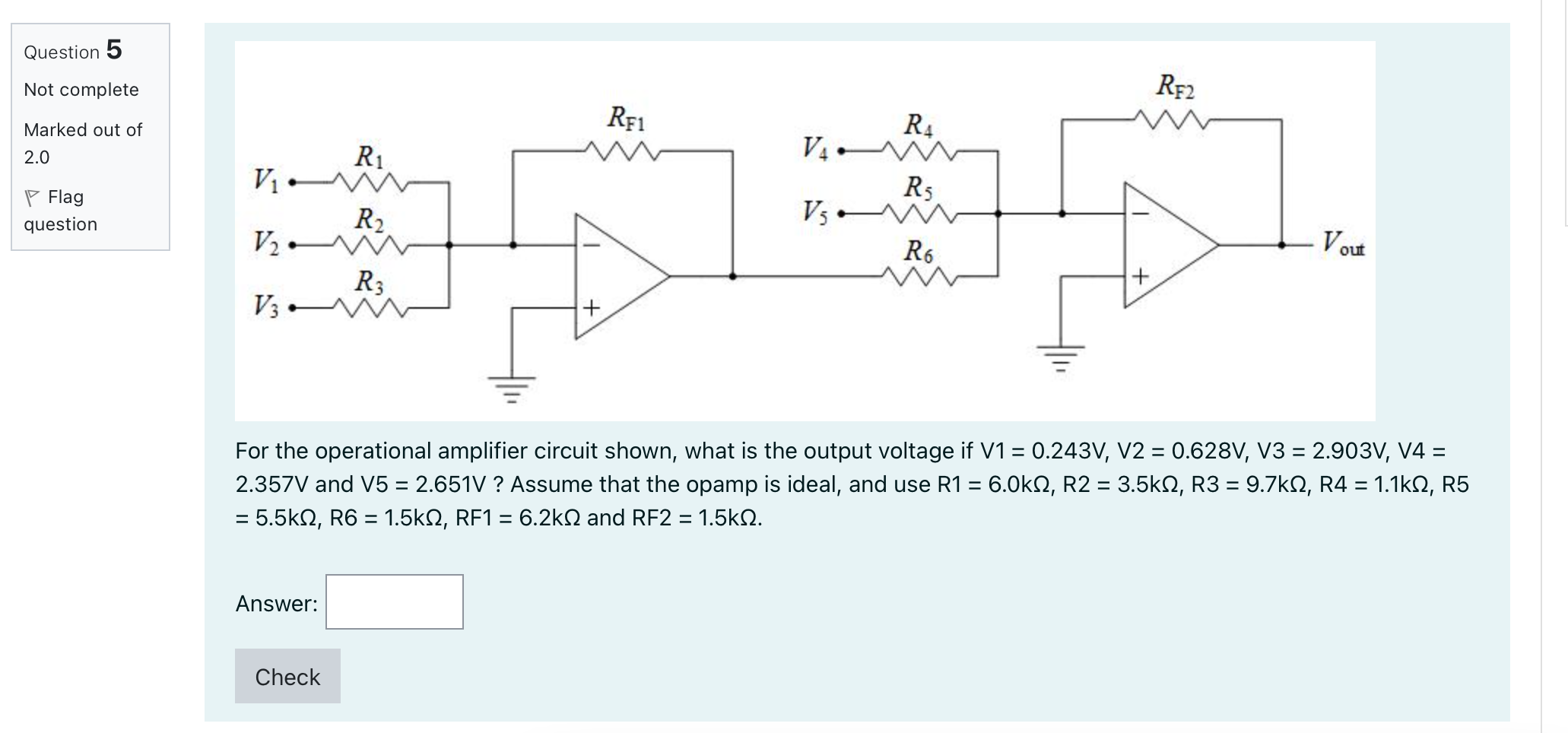 Solved For The Operational Amplifier Circuit Shown, What Is | Chegg.com