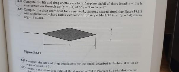 8.12 Compute the lift and drag coefficients for the | Chegg.com