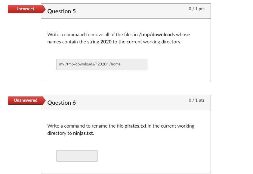 Solved Incorrect 0/1 pts Question 11 Write a command that | Chegg.com