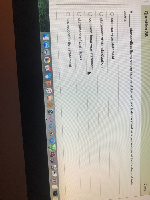 standardizes items on the income statement and balance sheet