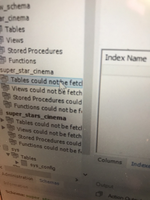 Solved why this place shows “tables could not be