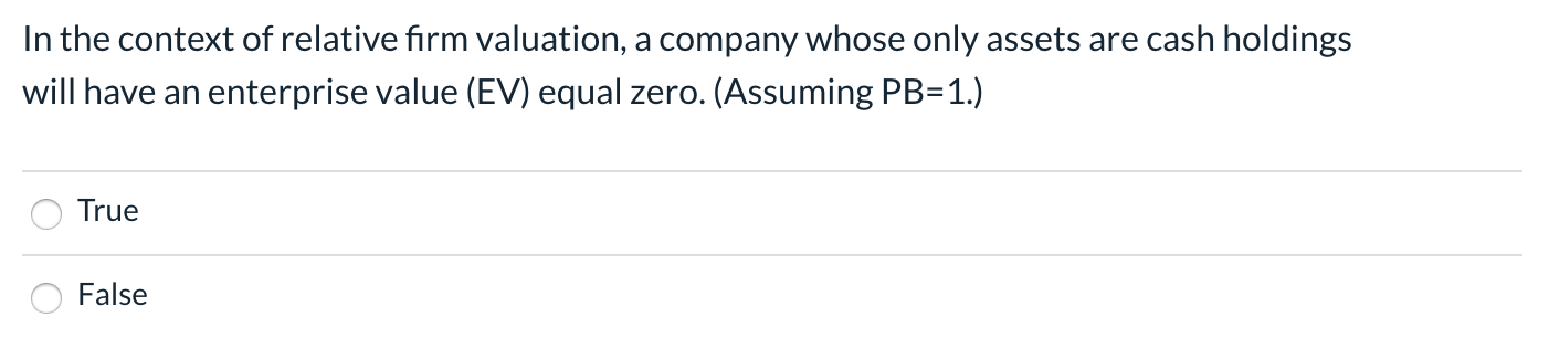 Solved In the context of relative firm valuation, a company | Chegg.com