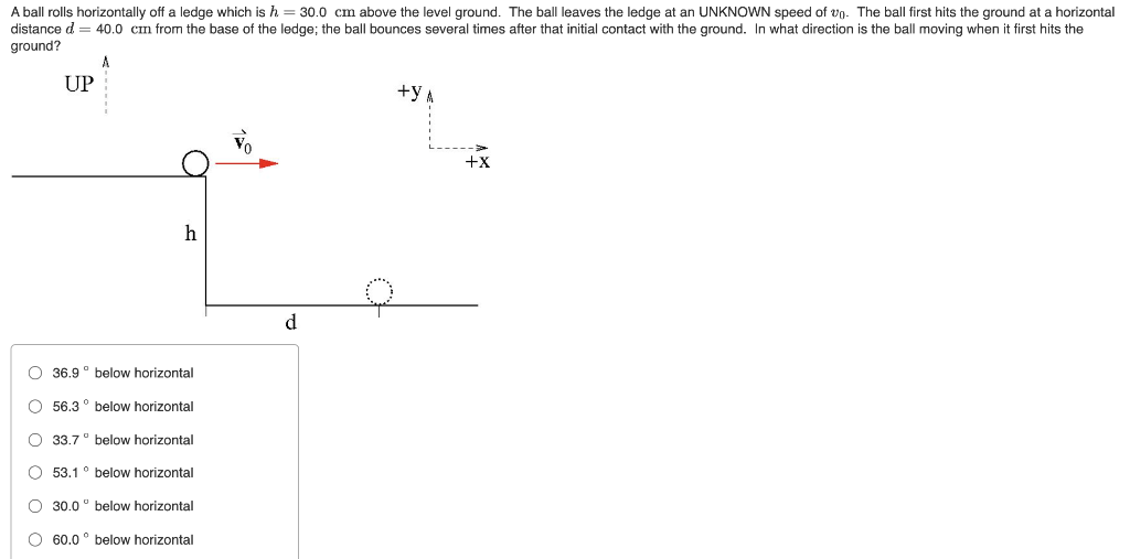 Solved A ball rolls horizontally off a ledge which is h =