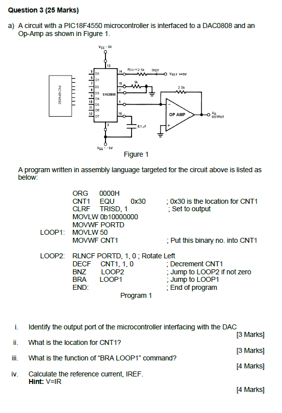 Solved Question 3 (25 Marks) A) A Circuit With A PIC18F4550 | Chegg.com