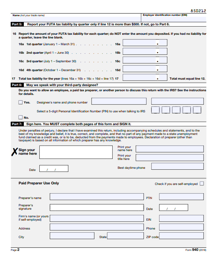 Complete Form 940 for Blacklist Associates