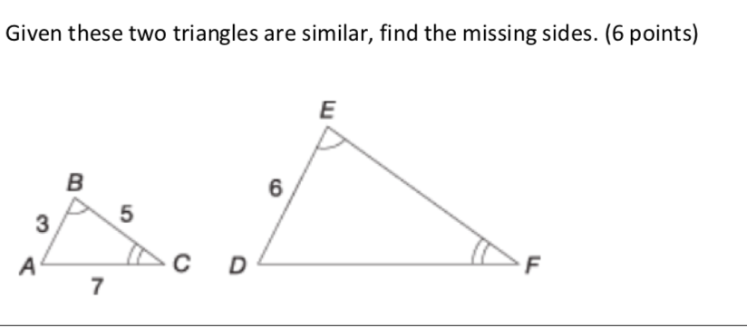 Solved Given These Two Triangles Are Similar, Find The | Chegg.com