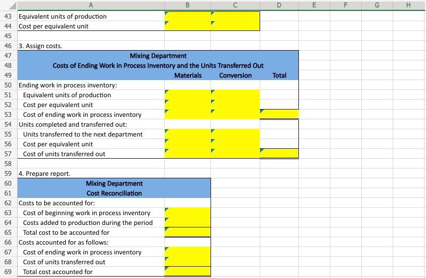 Solved Please Post the excel formulas for the yellow cells | Chegg.com