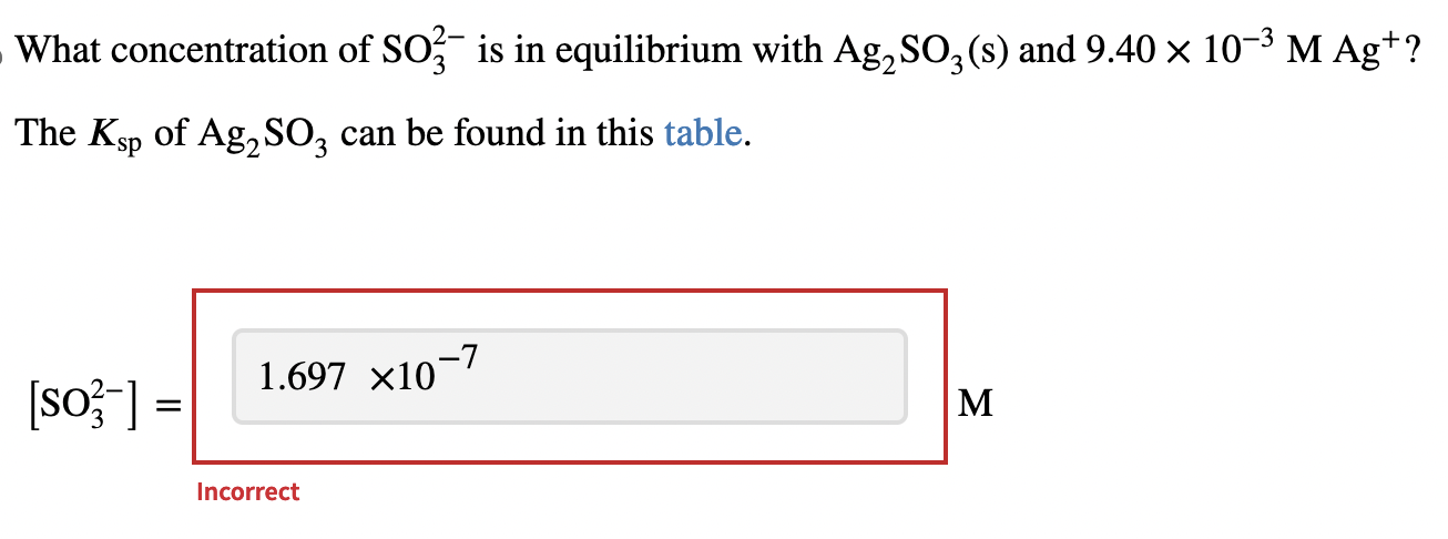 Solved What concentration of SO32− is in equilibrium with | Chegg.com