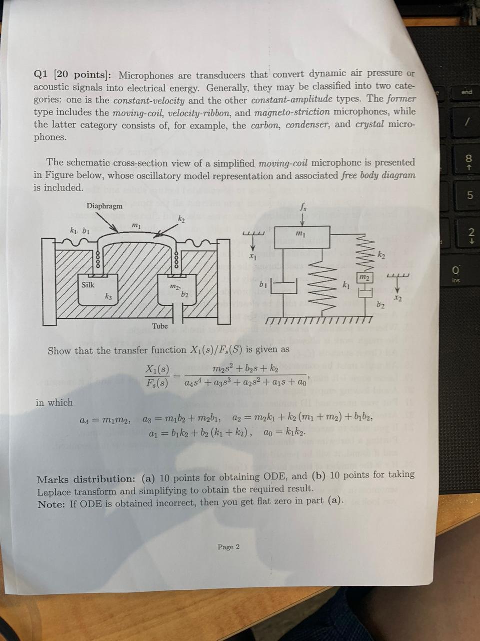 Solved Q1 [20 points] Microphones are transducers that