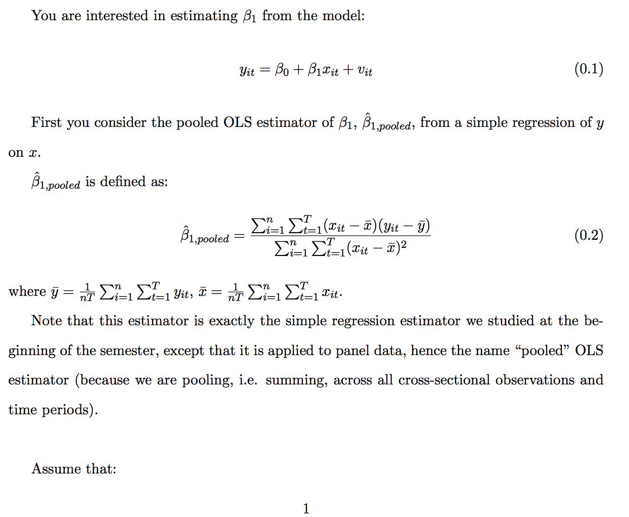 You Are Interested In Estimating B1 From The Model: | Chegg.com