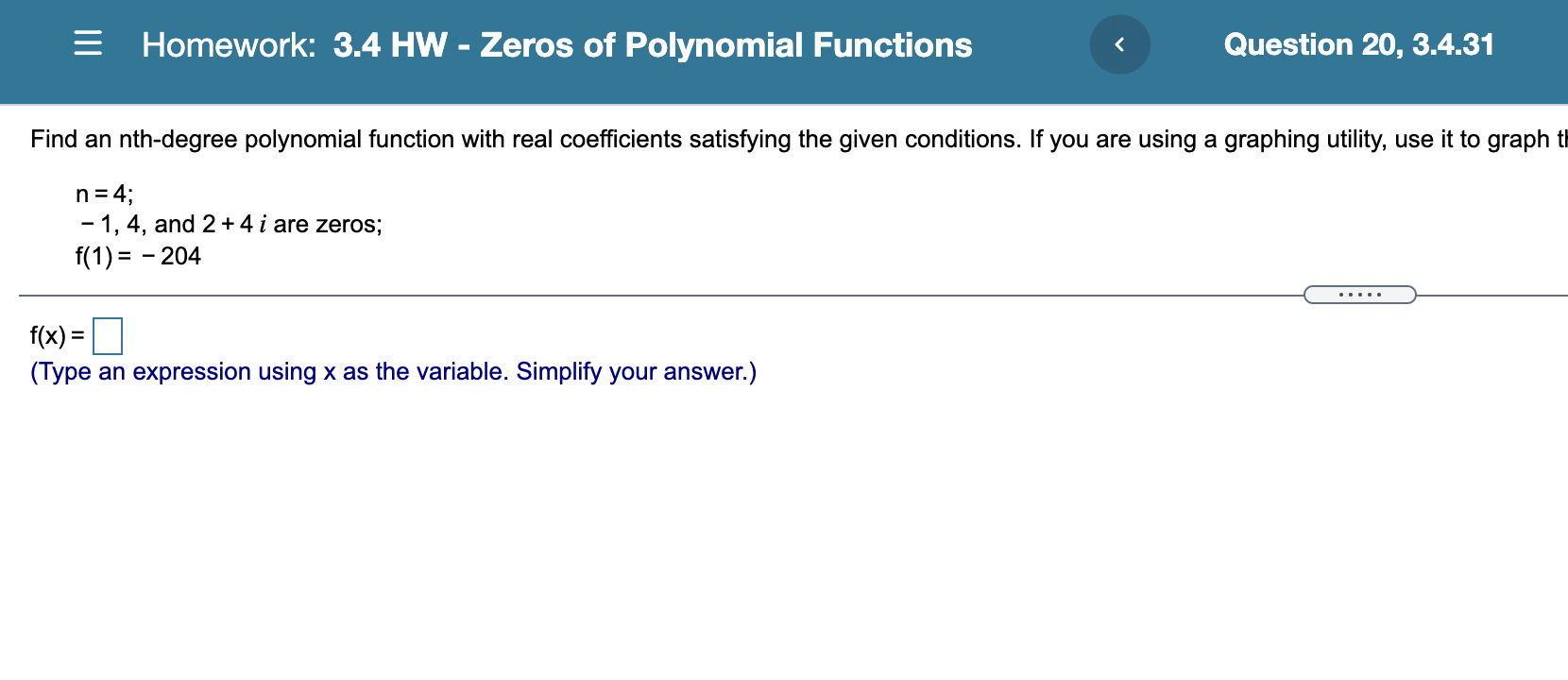 Solved III Homework: 3.4 HW - Zeros Of Polynomial Functions | Chegg.com