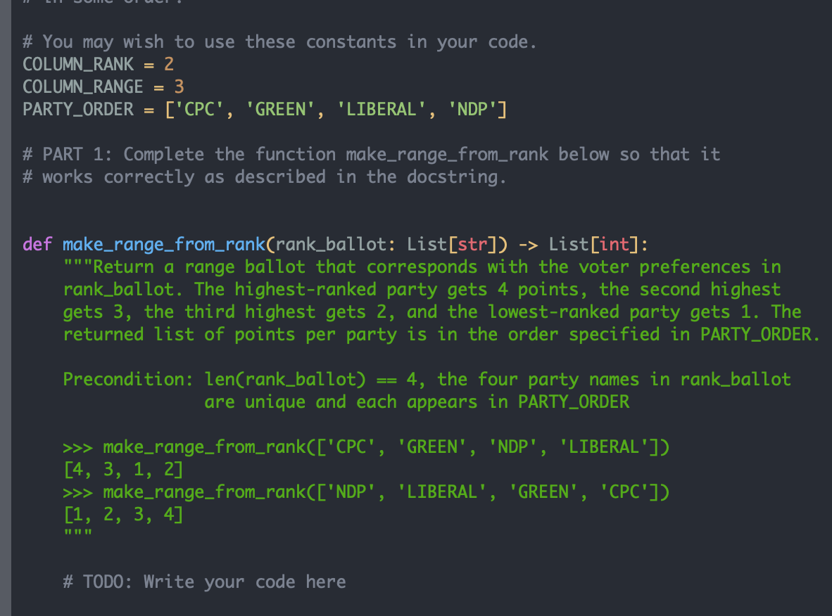 Solved python 3 # Here is a description of the VoteData | Chegg.com