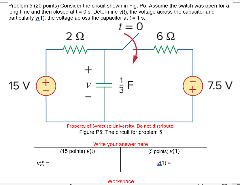 Solved Problem 5 (20 Points) Consider The Circuit Shown In | Chegg.com