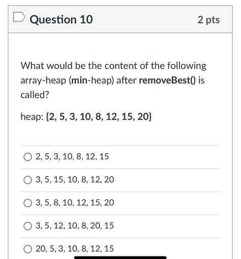Solved Question 10 2 pts What would be the content of the | Chegg.com