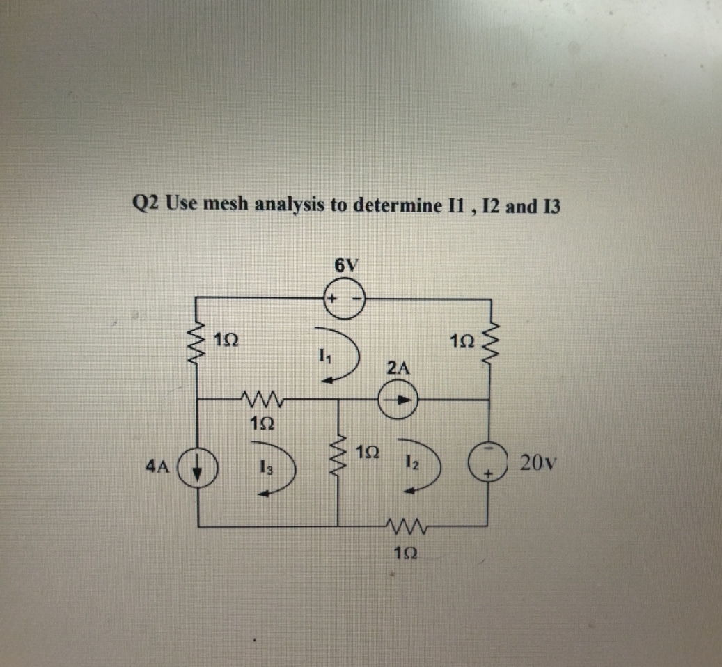 Solved Q2 Use Mesh Analysis To Determine I1, I2 And I3 | Chegg.com