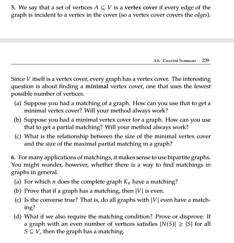 Solved 5. We say that a set of vertices A C V is a vertex | Chegg.com