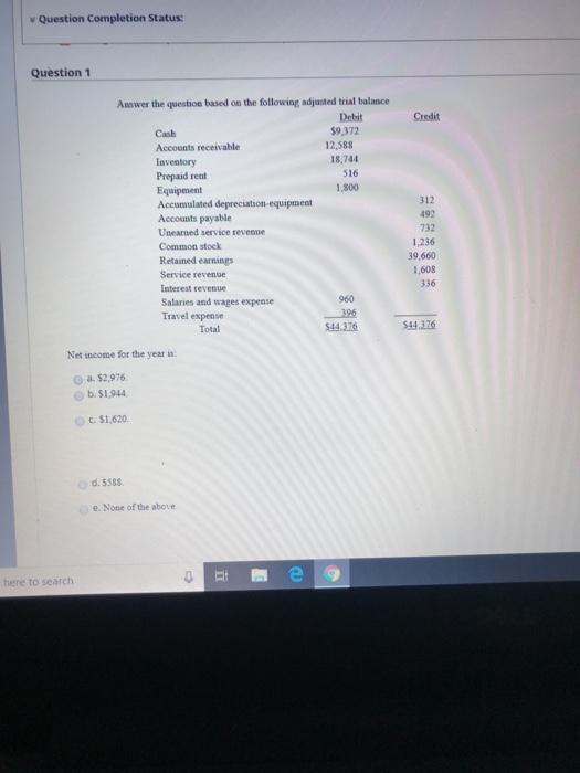 Solved s Question Completion Status: Question 1 Answer the | Chegg.com
