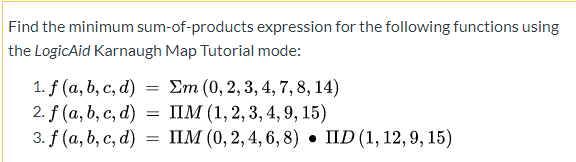 Solved Find The Minimum Sum-of-products Expression For The | Chegg.com