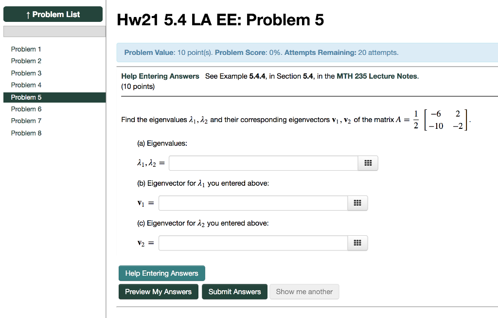 Solved tProblem List Hw21 5.4 LA EE: Problem 5 Problem1 | Chegg.com