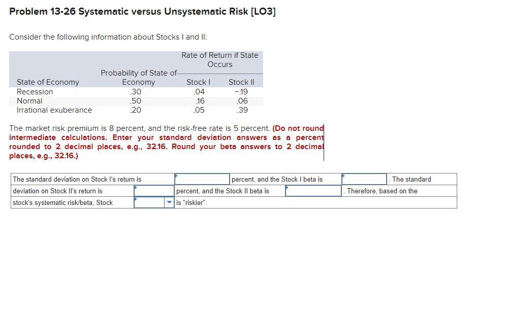 Solved Problem 13-26 Systematic versus Unsystematic Risk | Chegg.com