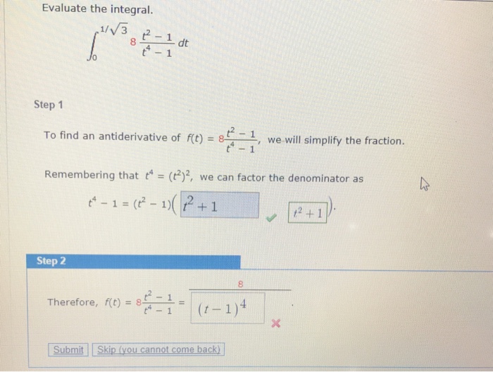 Solved Evaluate The Integral Integral 0 1 Squareroot 3 8