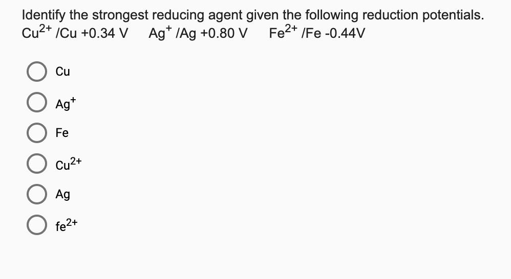 solved-identify-the-strongest-reducing-agent-given-the-chegg