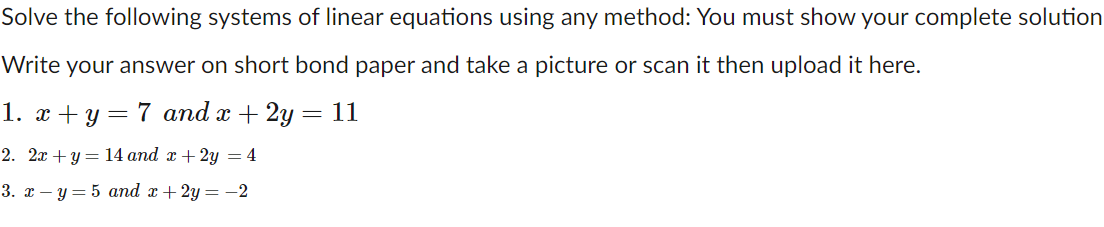 Solved Solve the following systems of linear equations using | Chegg.com
