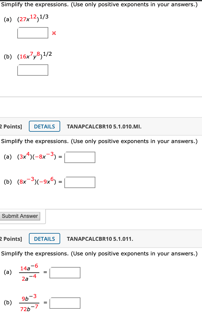 Solved Simplify the expressions. (Use only positive | Chegg.com