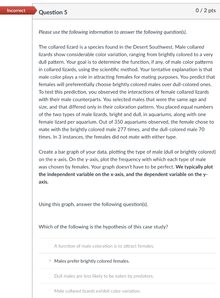 Solved Incorrect Question 5 0/2 pts Please use the following | Chegg.com