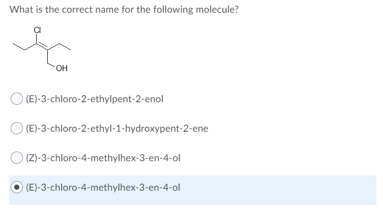 What Is The Correct Name For The Following Molecule Chegg Com