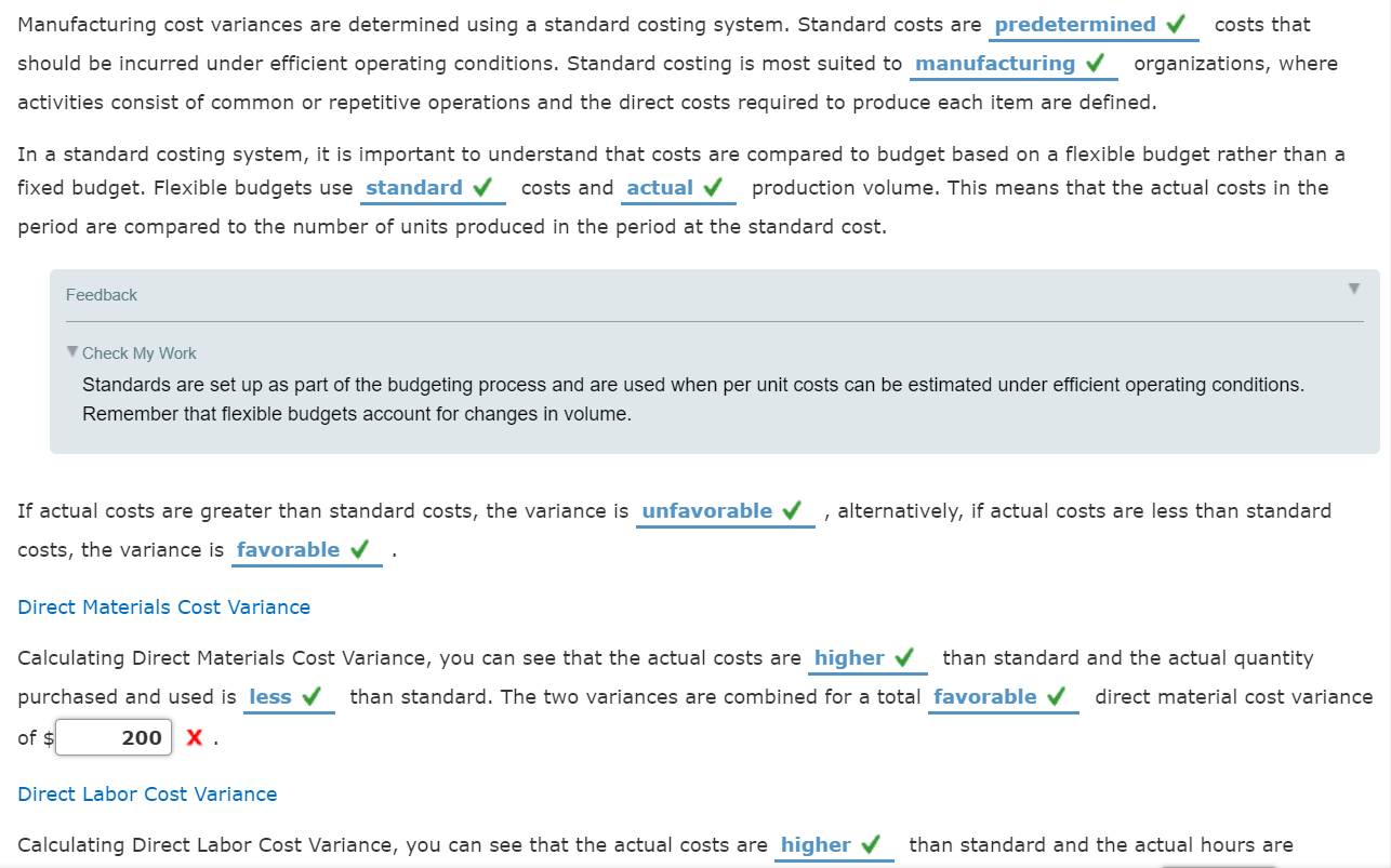 Solved Gauging The Favorableness Of Variances When Variances | Chegg.com