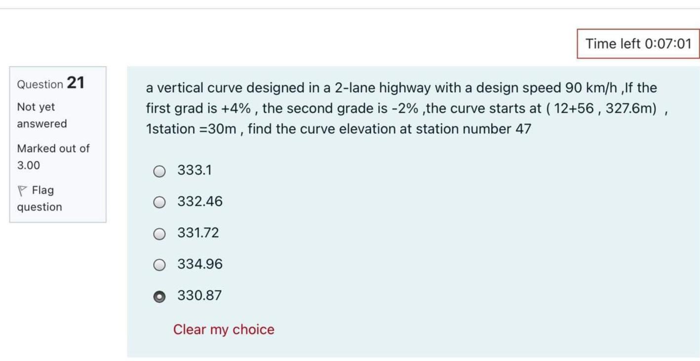 Solved vertical curve designed in a 2 - lane highway with a | Chegg.com