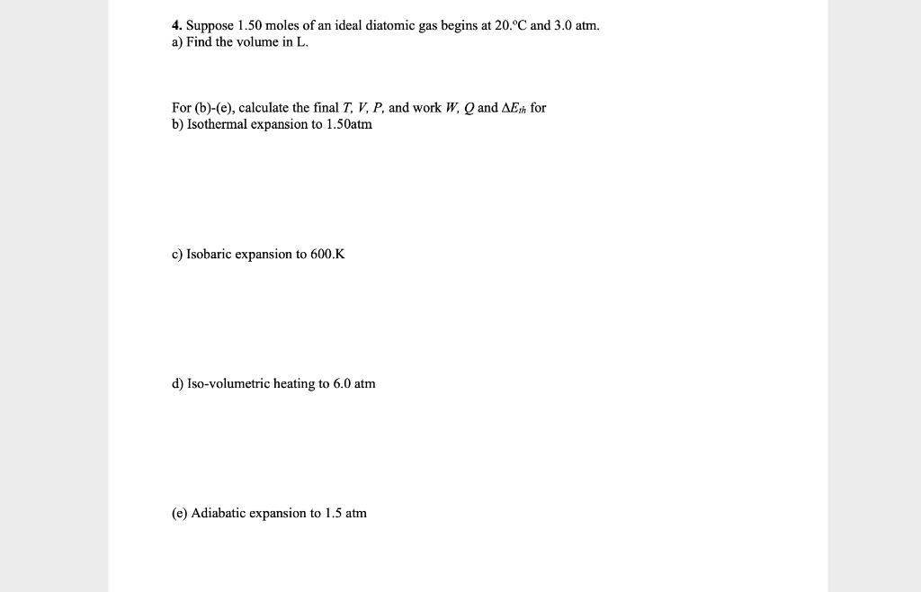 Solved 4 Suppose 1 50 Moles Of An Ideal Diatomic Gas Beg Chegg Com