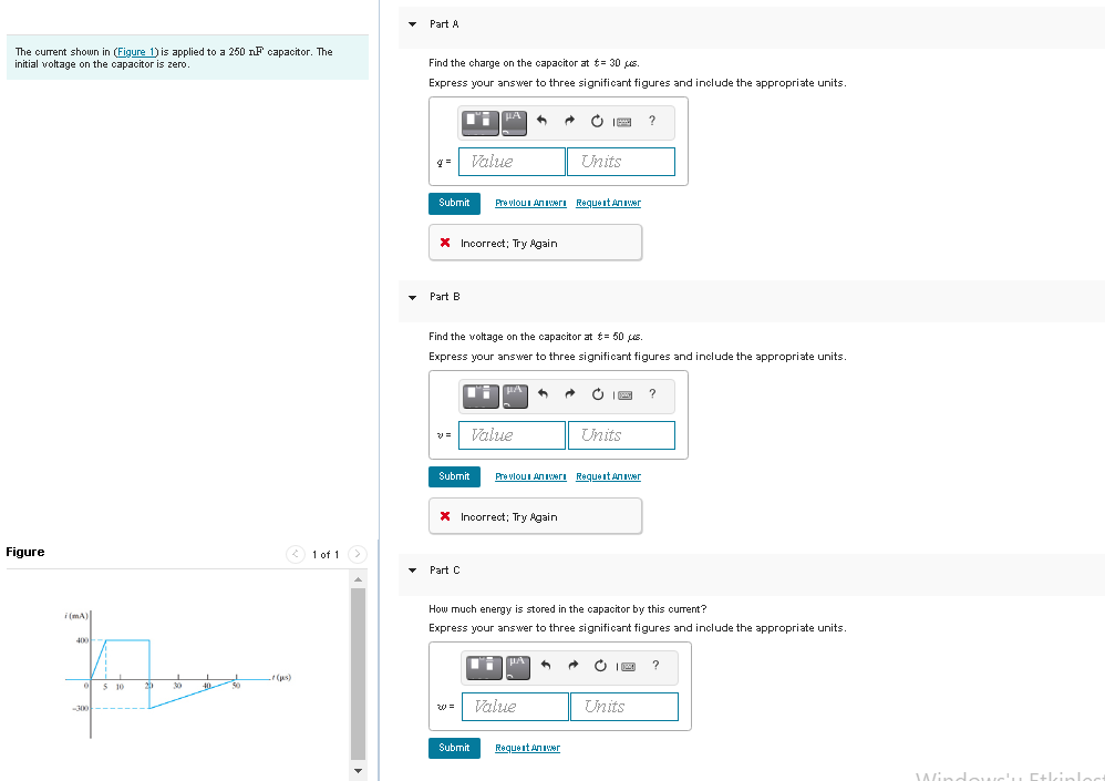 Solved Part A The current shown in (Figure 1) is applied to | Chegg.com