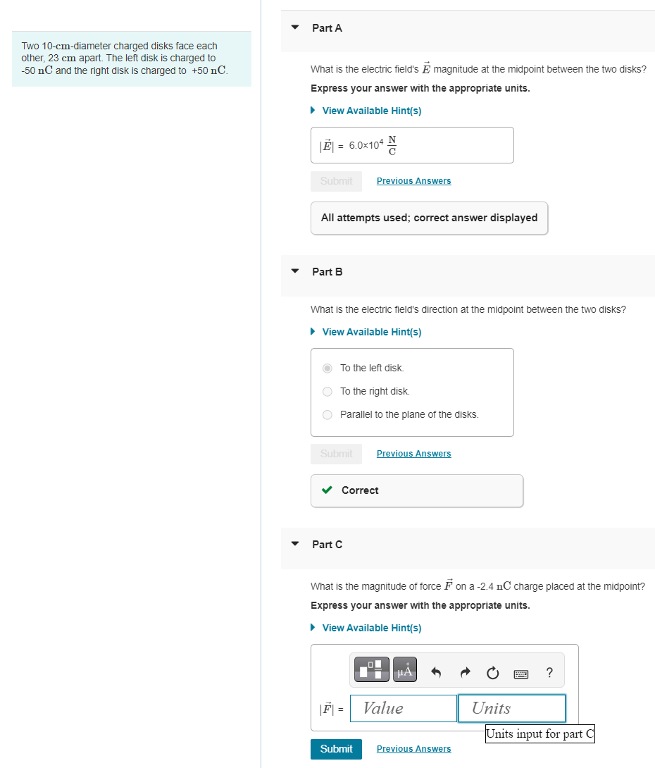 Solved Part CWhat is the magnitude of force vec(F) ﻿on a | Chegg.com