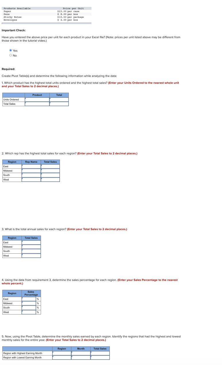 Solved Important Check: Have you entered the above price per | Chegg.com