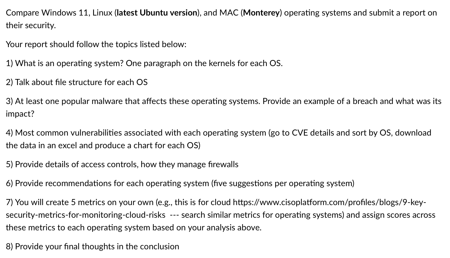 Solved Compare Windows 11, Linux (latest Ubuntu version), | Chegg.com