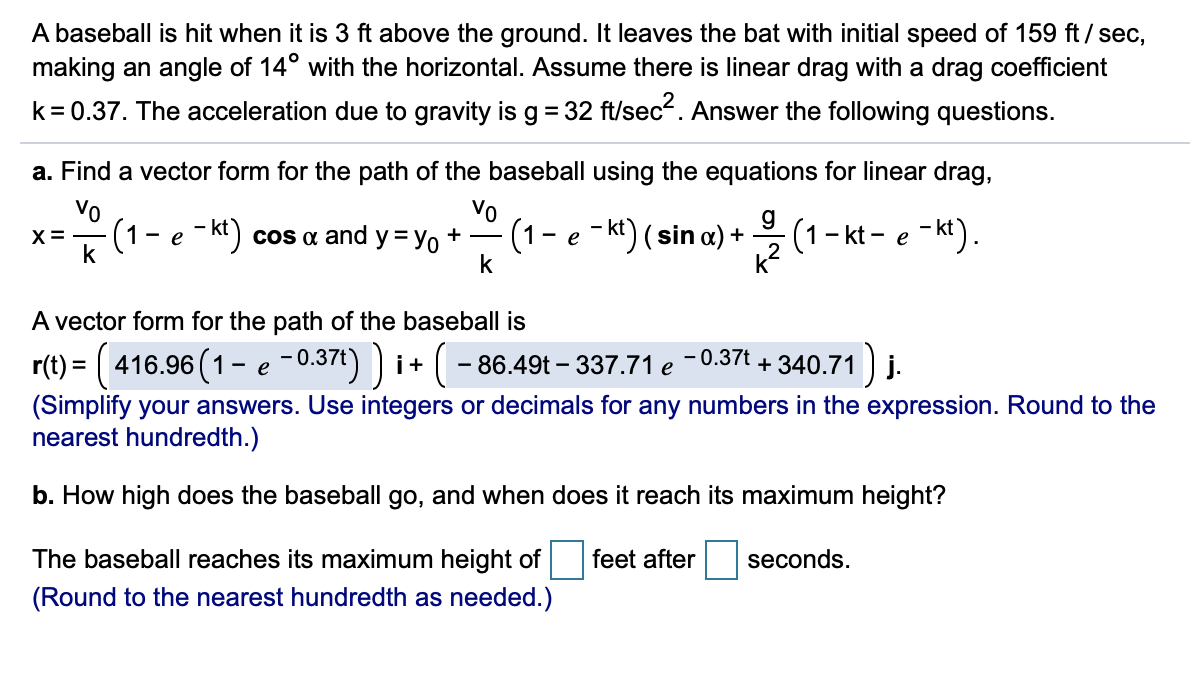 Solved A baseball is hit when it is 3 ft above the ground.