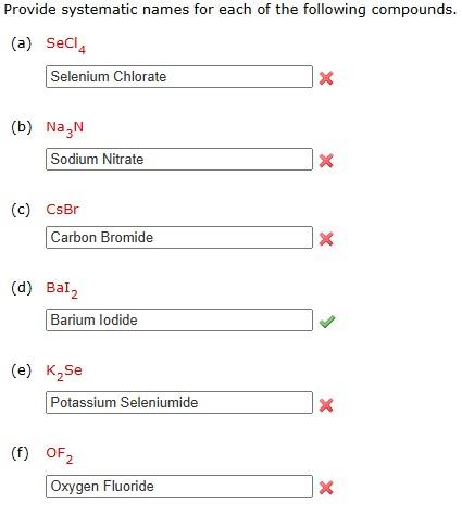 Solved Provide systematic names for each of the following | Chegg.com
