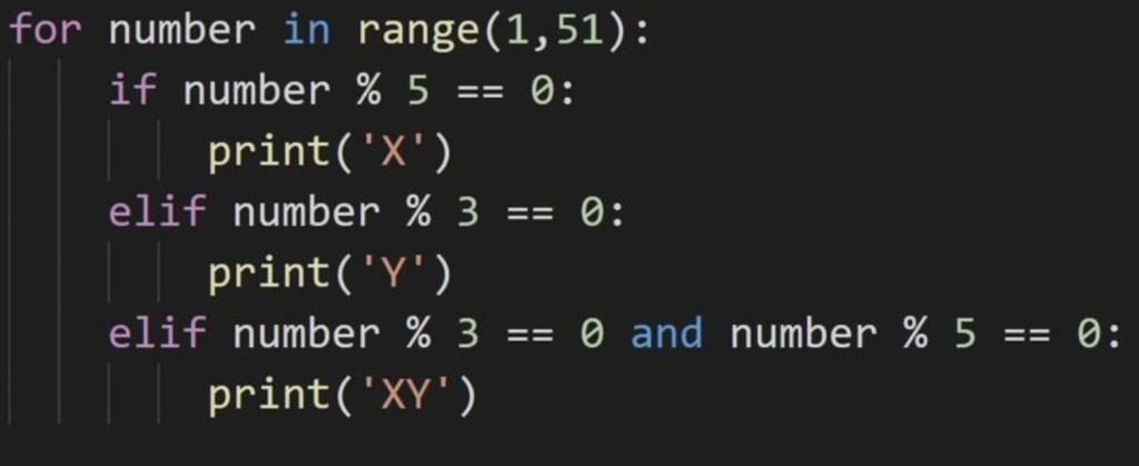 Solved for number in range(1,51): if number % 5 0: == | Chegg.com
