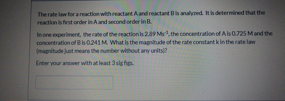 Solved The rate law for a reaction with reactant A and | Chegg.com