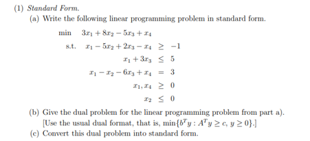 Linear programming shop standard form converter