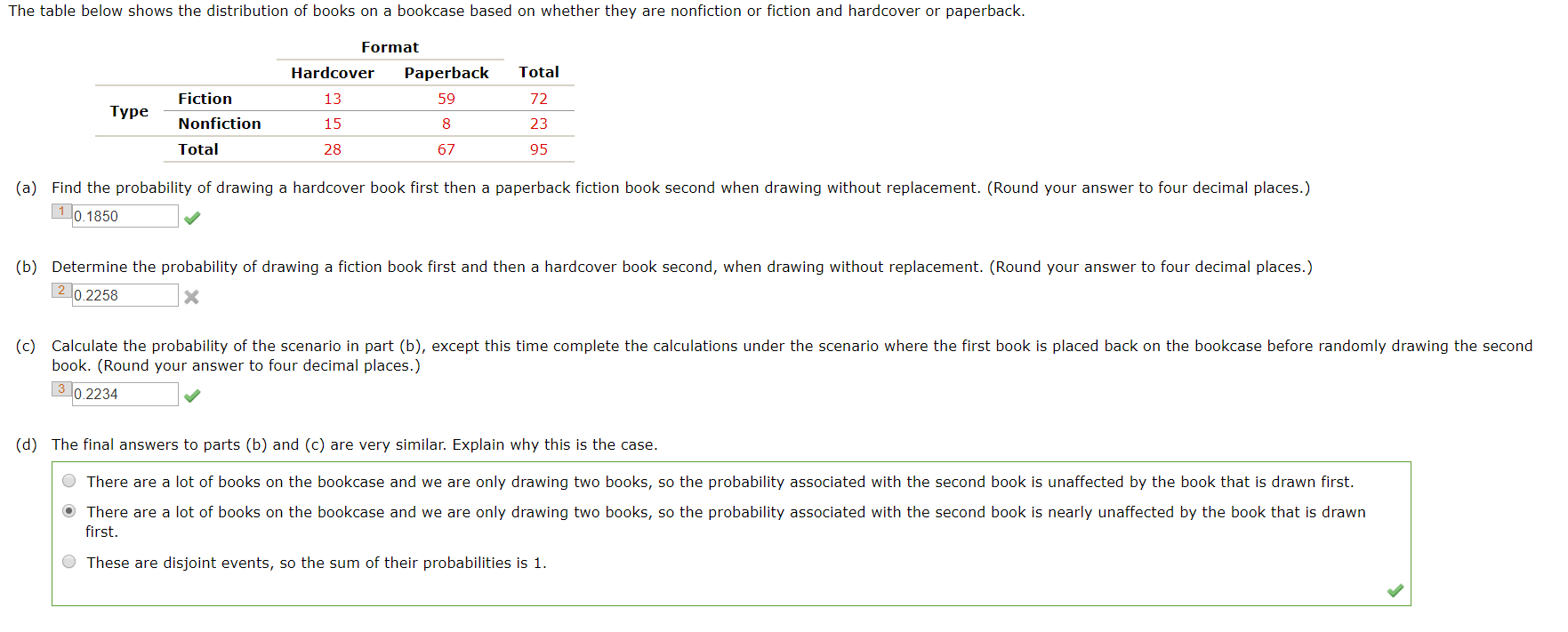Solved The table below shows the distribution of books on a