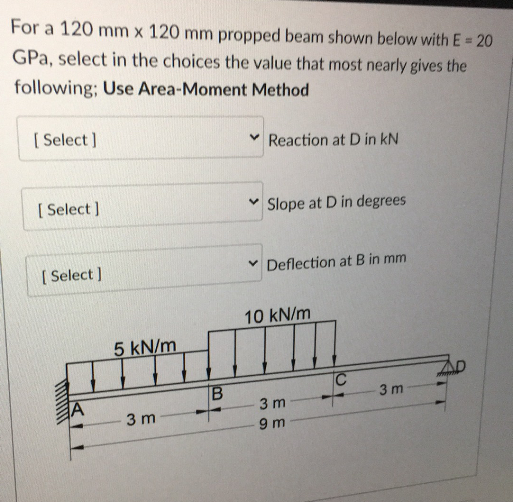 Solved For a 120 mm x 120 mm propped beam shown below with E | Chegg.com