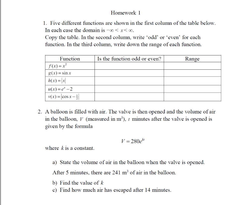 functions homework 1 answer key